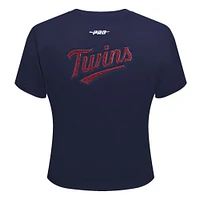 Women's Pro Standard  Navy Minnesota Twins Game Day Classics Baby Doll Cropped T-Shirt