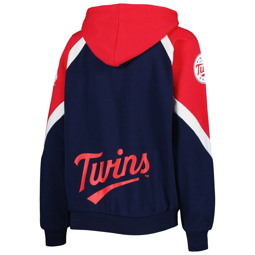 Women's Starter Navy/Red Minnesota Twins Hail Mary Full-Zip Hoodie