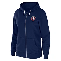 Women's WEAR by Erin Andrews Navy Minnesota Twins Sponge Fleece Full-Zip Hoodie