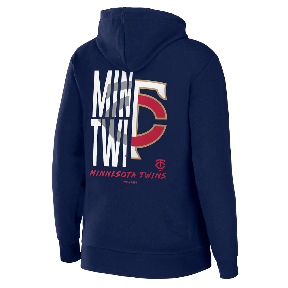 Women's WEAR by Erin Andrews Navy Minnesota Twins Sponge Fleece Full-Zip Hoodie