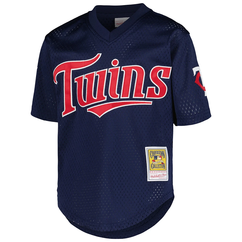 Maillot d'entraînement au bâton en maille pour jeunes Mitchell & Ness David Ortiz, marine, Minnesota Twins, collection Cooperstown