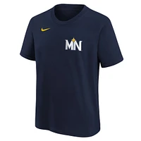 Youth Nike Carlos Correa Navy Minnesota Twins 2024 City Connect Name & Number T-Shirt