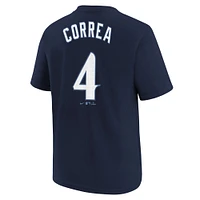 Youth Nike Carlos Correa Navy Minnesota Twins 2024 City Connect Name & Number T-Shirt