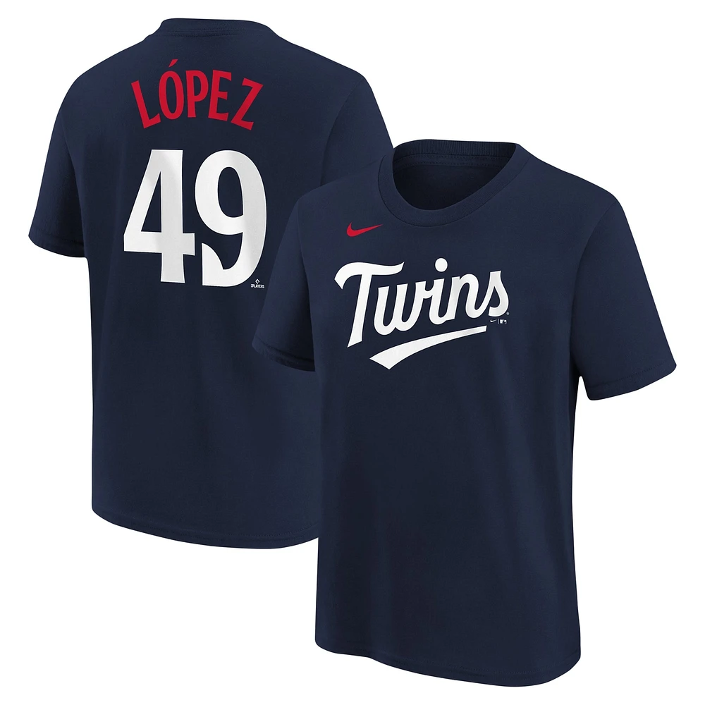 Youth Nike Pablo Lopez Navy Minnesota Twins Name & Number T-Shirt