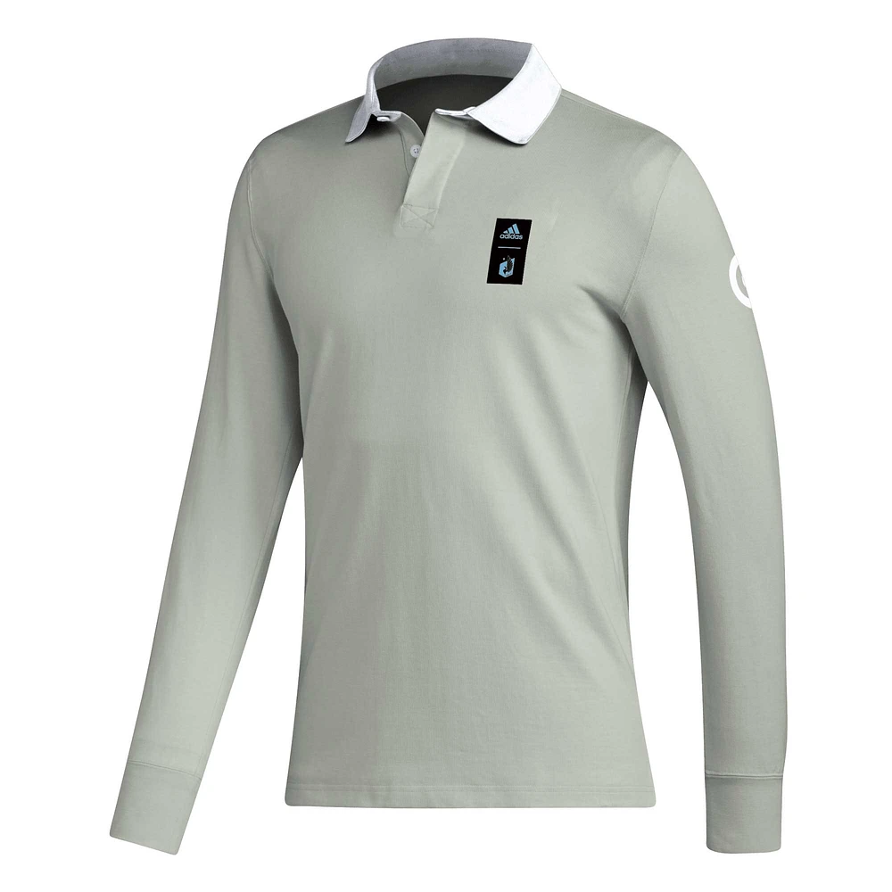 Men's adidas 2023 Player Gray Minnesota United FC Travel Long Sleeve Polo