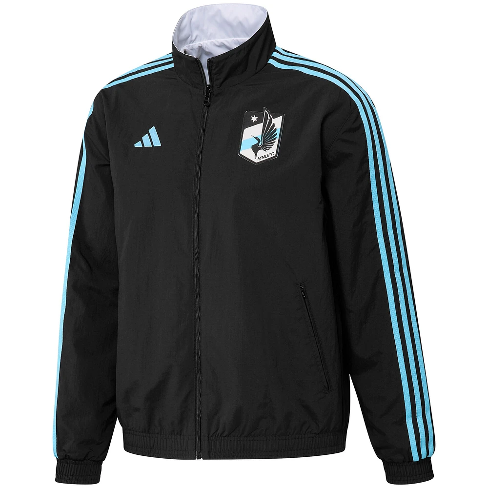 Men's adidas Black/White Minnesota United FC 2023 On-Field Anthem Full-Zip Reversible Team Jacket