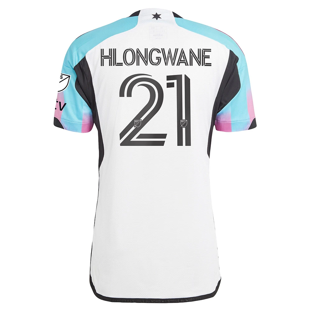 adidas Bongokuhle Hlongwane Blanc Minnesota United FC 2023 The Northern Lights Kit Authentique Maillot