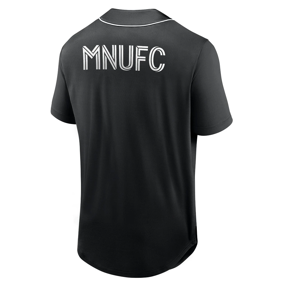 Men's Fanatics Black Minnesota United FC Third Period Fashion Baseball Button-Up Jersey