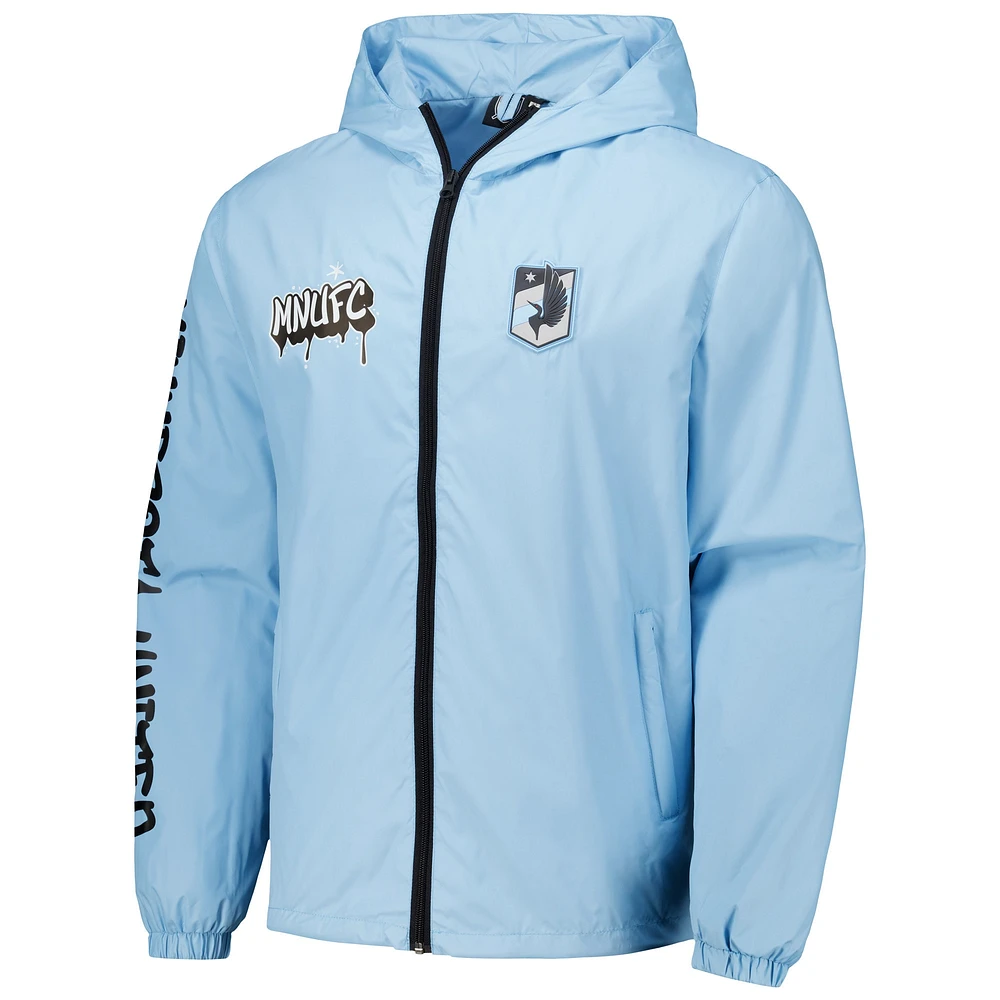 Men's Light Blue Minnesota United FC Graffiti Hoodie Full-Zip Windbreaker