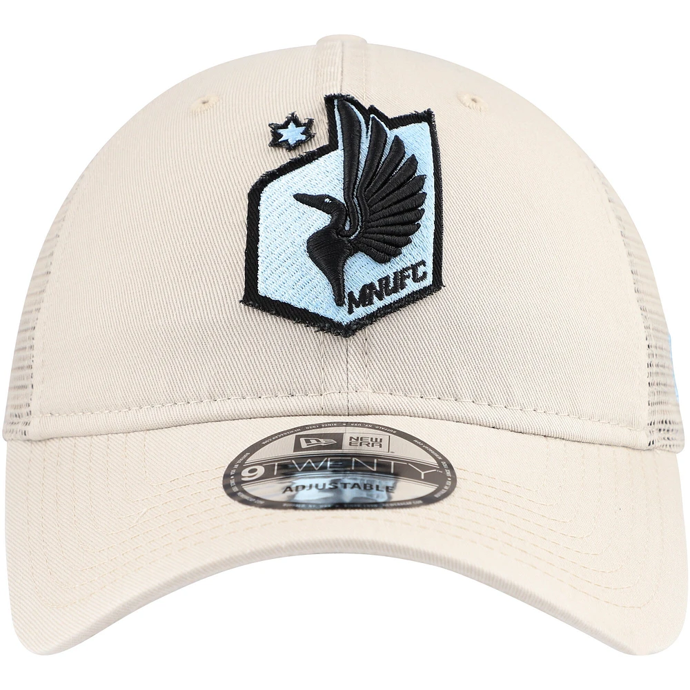 Men's New Era Tan Minnesota United FC Game Day 9TWENTY Adjustable Trucker Hat