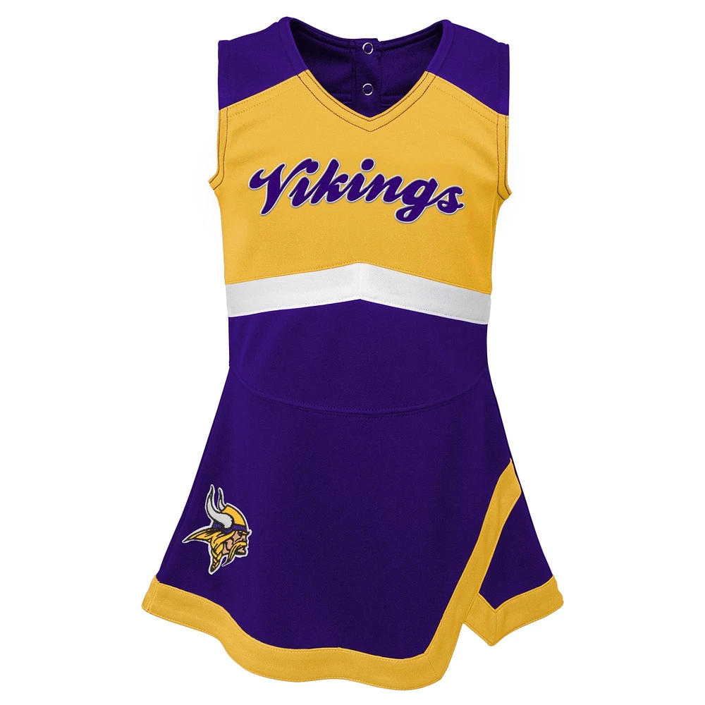 Girls Toddler Purple Minnesota Vikings Cheer Captain Dress with Bloomers