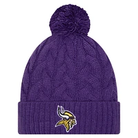 Girls Youth New Era  Purple Minnesota Vikings Cabled Cuffed Knit Hat with Pom