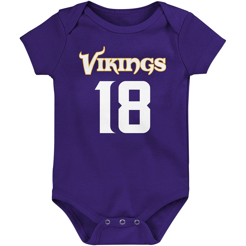 Infant Justin Jefferson Purple Minnesota Vikings Mainliner Player Name & Number Bodysuit