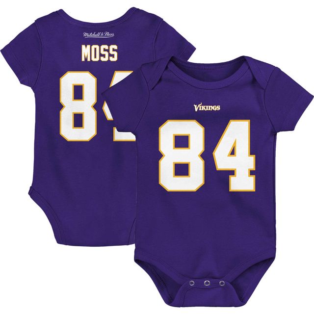 Body pour bébé Mitchell & Ness Randy Moss violet Minnesota Vikings Mainliner nom et numéro du joueur retraité