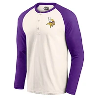 Men's Darius Rucker Collection by Fanatics Cream/Purple Minnesota Vikings Raglan Henley T-Shirt