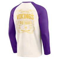 Men's Darius Rucker Collection by Fanatics Cream/Purple Minnesota Vikings Raglan Henley T-Shirt