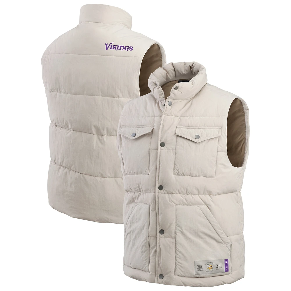 Gilet matelassé à boutons-pression pour homme de la collection Darius Rucker Fanatics, couleur crème, des Vikings du Minnesota