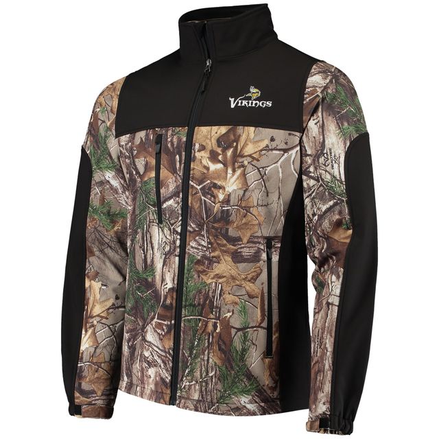 Veste à fermeture éclair intégrale Dunbrooke Realtree Camo/Noir Minnesota Vikings Circle Hunter Softshell pour hommes