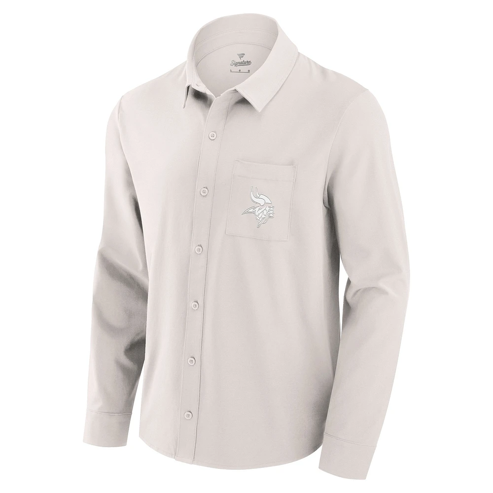 Men's Fanatics Cream Minnesota Vikings Front Office Long Sleeve Button-Up Shirt