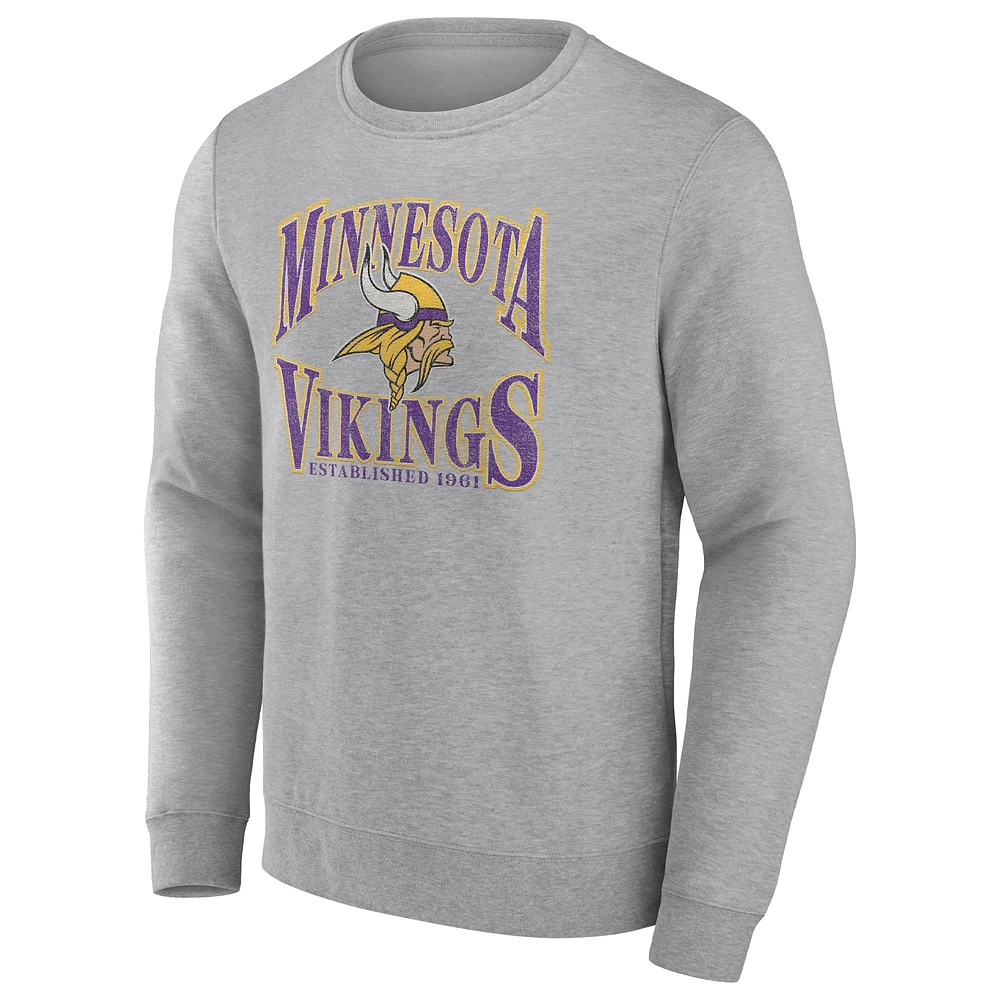 Men's Fanatics Heathered Gray Minnesota Vikings Playability Pullover Sweatshirt