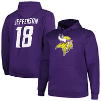Men's Fanatics Justin Jefferson Purple Minnesota Vikings Big & Tall Fleece Name Number Pullover Hoodie