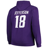 Men's Fanatics Justin Jefferson Purple Minnesota Vikings Big & Tall Fleece Name Number Pullover Hoodie