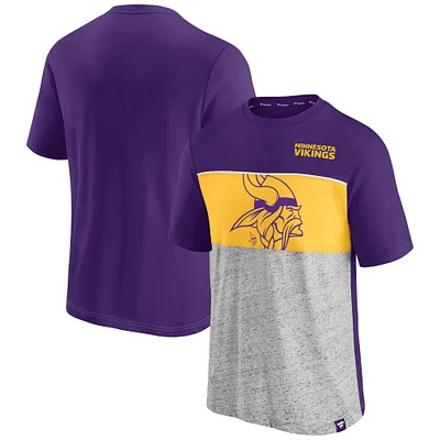 T-shirt tri-blend violet à blocs de couleurs pour hommes Fanatics Minnesota Vikings