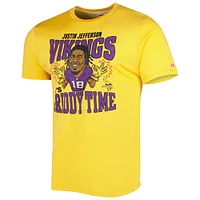 Men's Homage Justin Jefferson Heathered Gold Minnesota Vikings Caricature Player Tri-Blend T-Shirt
