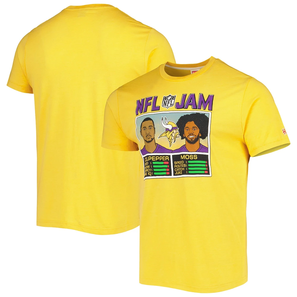 Men's Homage Randy Moss & Daunte Culpepper Heather Gold Minnesota Vikings NFL Jam Retired Tri-Blend T-Shirt
