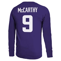 Men's Majestic Threads J.J. McCarthy Purple Minnesota Vikings Name & Number Long Sleeve T-Shirt