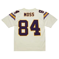 Men's Mitchell & Ness Randy Moss Cream Minnesota Vikings Chainstitch Legacy Jersey