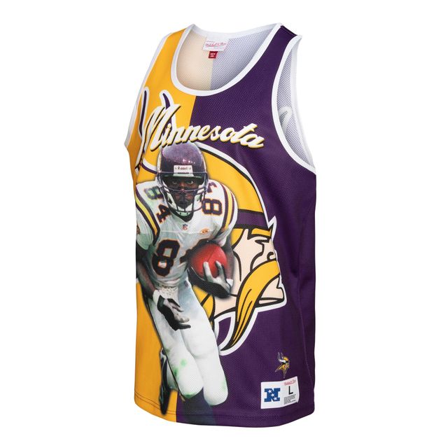Débardeur graphique pour homme Mitchell & Ness Randy Moss violet/or Minnesota Vikings Retired Player