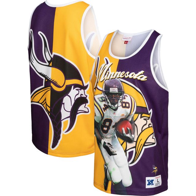 Débardeur graphique pour homme Mitchell & Ness Randy Moss violet/or Minnesota Vikings Retired Player