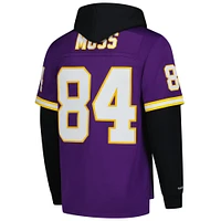 Men's Mitchell & Ness Randy Moss Purple Minnesota Vikings Player Name Number Hoodie Legacy Jersey