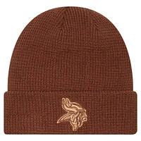 Men's New Era Brown Minnesota Vikings Tiramasu Waffle Cuffed Knit Hat