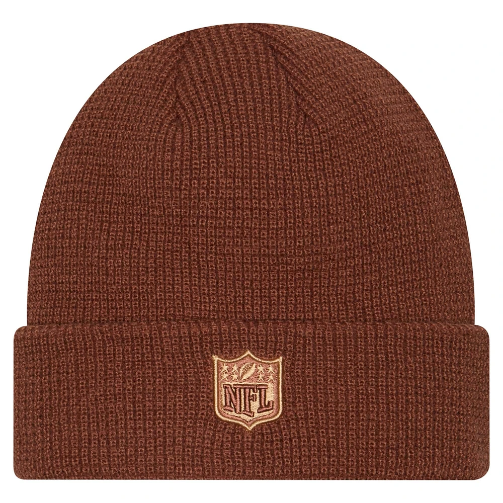 Men's New Era Brown Minnesota Vikings Tiramasu Waffle Cuffed Knit Hat