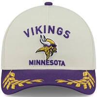 Men's New Era Cream/Purple Minnesota Vikings 2025 NFL Draft 9FORTY M-Crown A-Frame Adjustable Hat