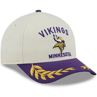 Men's New Era Cream/Purple Minnesota Vikings 2025 NFL Draft 9FORTY M-Crown A-Frame Adjustable Hat