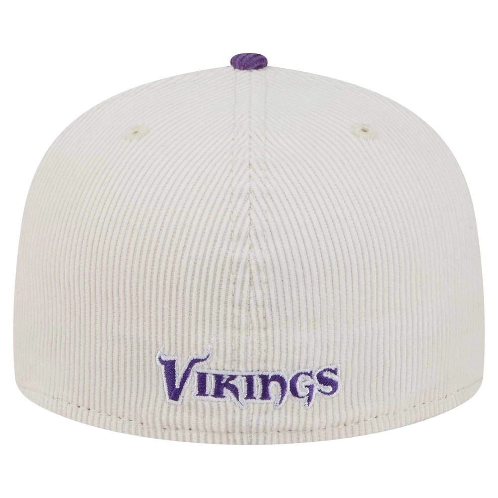 Men's New Era Cream/Purple Minnesota Vikings  Corduroy 59FIFTY Fitted Hat
