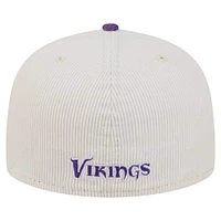 Men's New Era Cream/Purple Minnesota Vikings  Corduroy 59FIFTY Fitted Hat