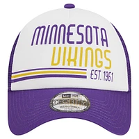 Men's New Era Purple Minnesota Vikings Stacked A-Frame Trucker 9FORTY Adjustable Hat