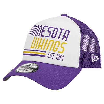 Men's New Era Purple Minnesota Vikings Stacked A-Frame Trucker 9FORTY Adjustable Hat