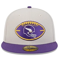 Men's New Era Stone/Purple Minnesota Vikings 2024 Sideline Historic 59FIFTY Fitted Hat