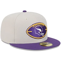 Men's New Era Stone/Purple Minnesota Vikings 2024 Sideline Historic 59FIFTY Fitted Hat