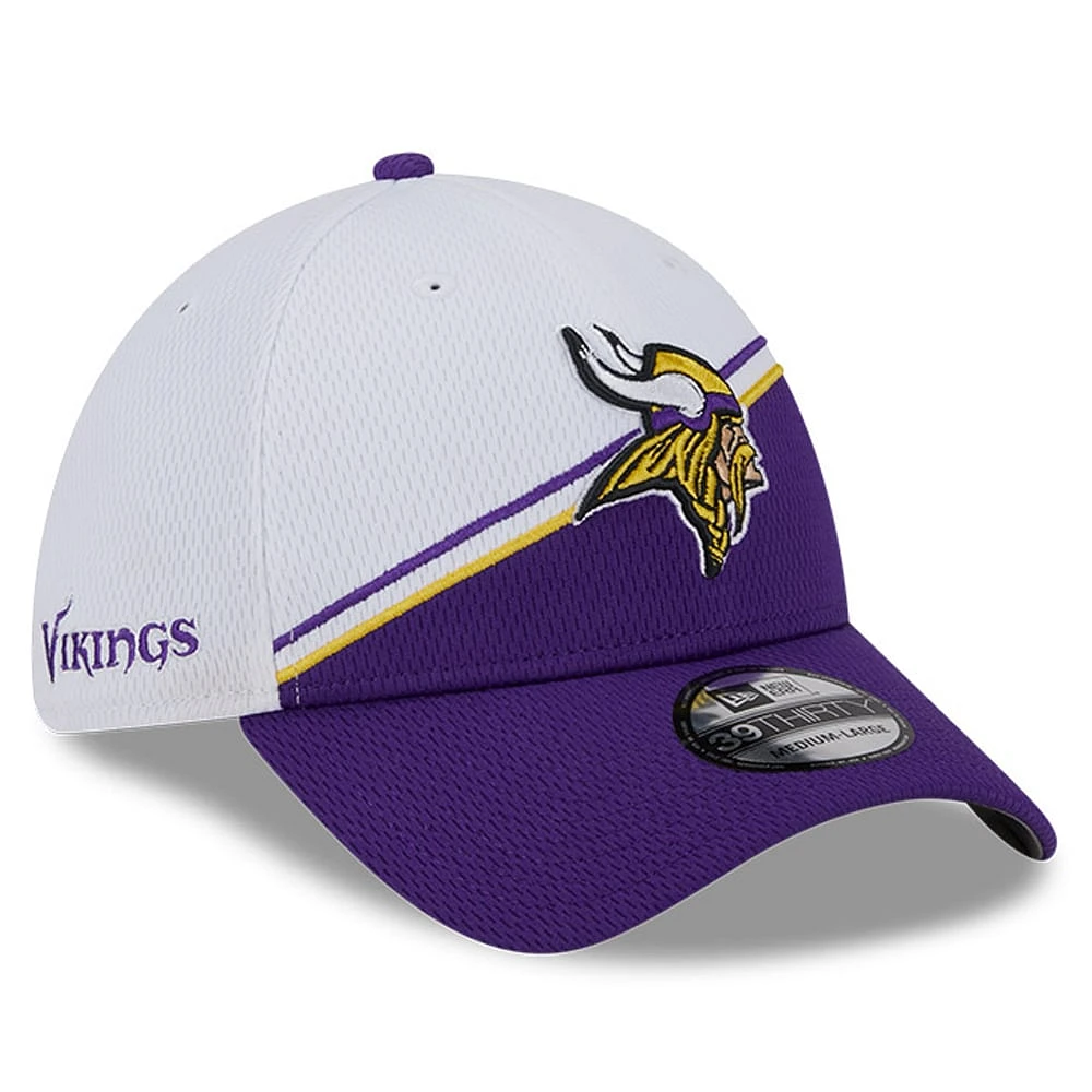 Casquette Flex Line 39THIRTY pour homme Minnesota Vikings 2023 Sideline New Era, blanc/violet