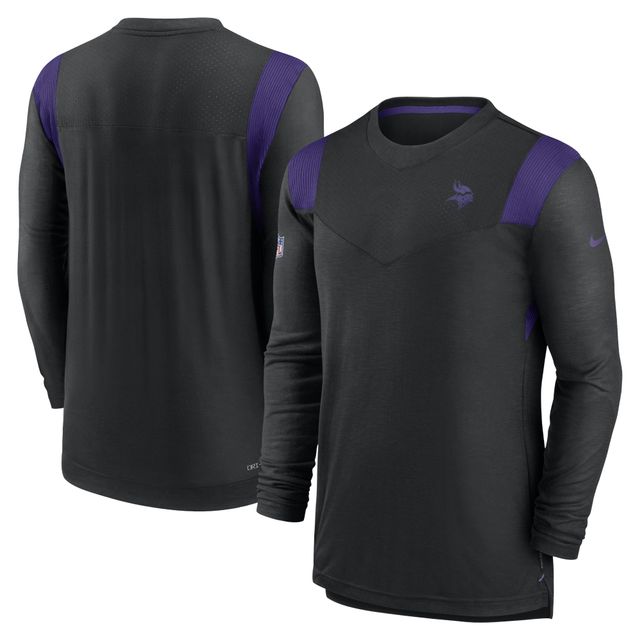 T-shirt à manches longues Nike Minnesota Vikings Sideline Performance pour homme, noir/violet