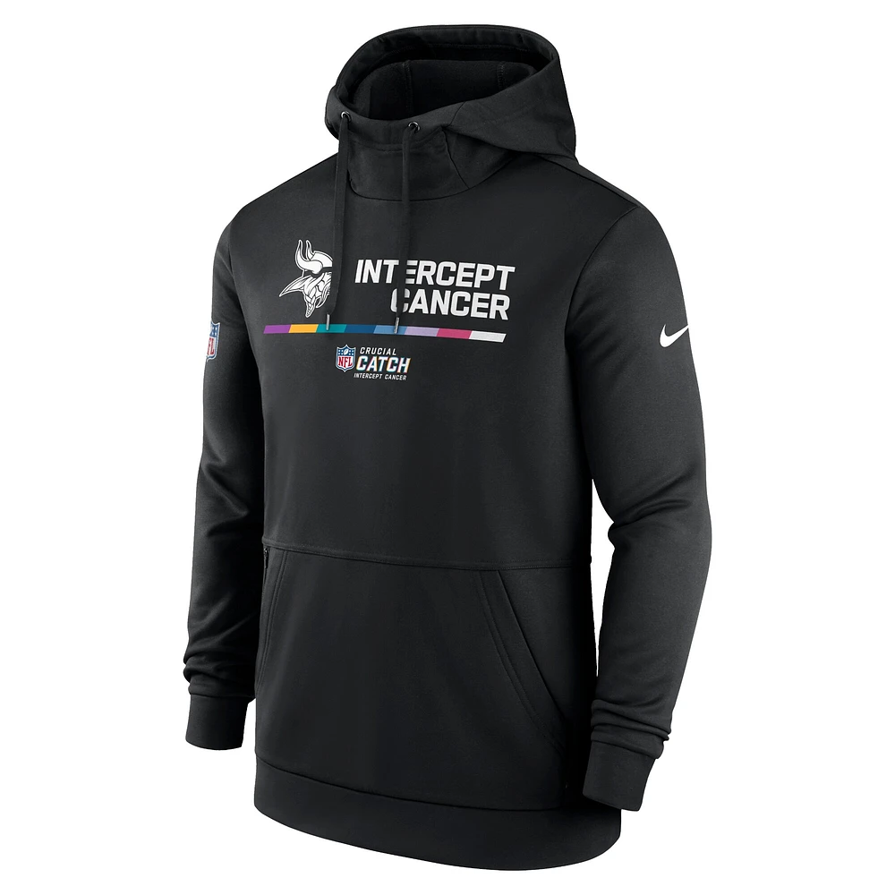 Men's Nike Black Minnesota Vikings 2022 NFL Crucial Catch - Therma Performance Pullover Hoodie