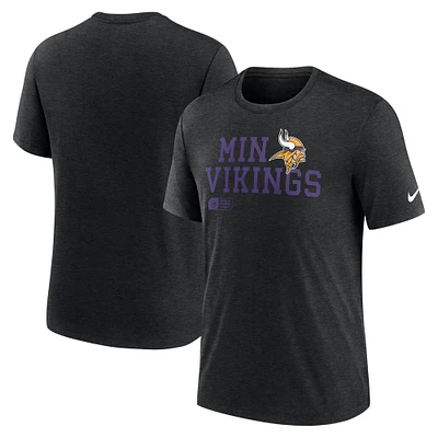 T-shirt à trois mélanges Nike pour hommes, noir, Minnesota Vikings Overlap Lockup