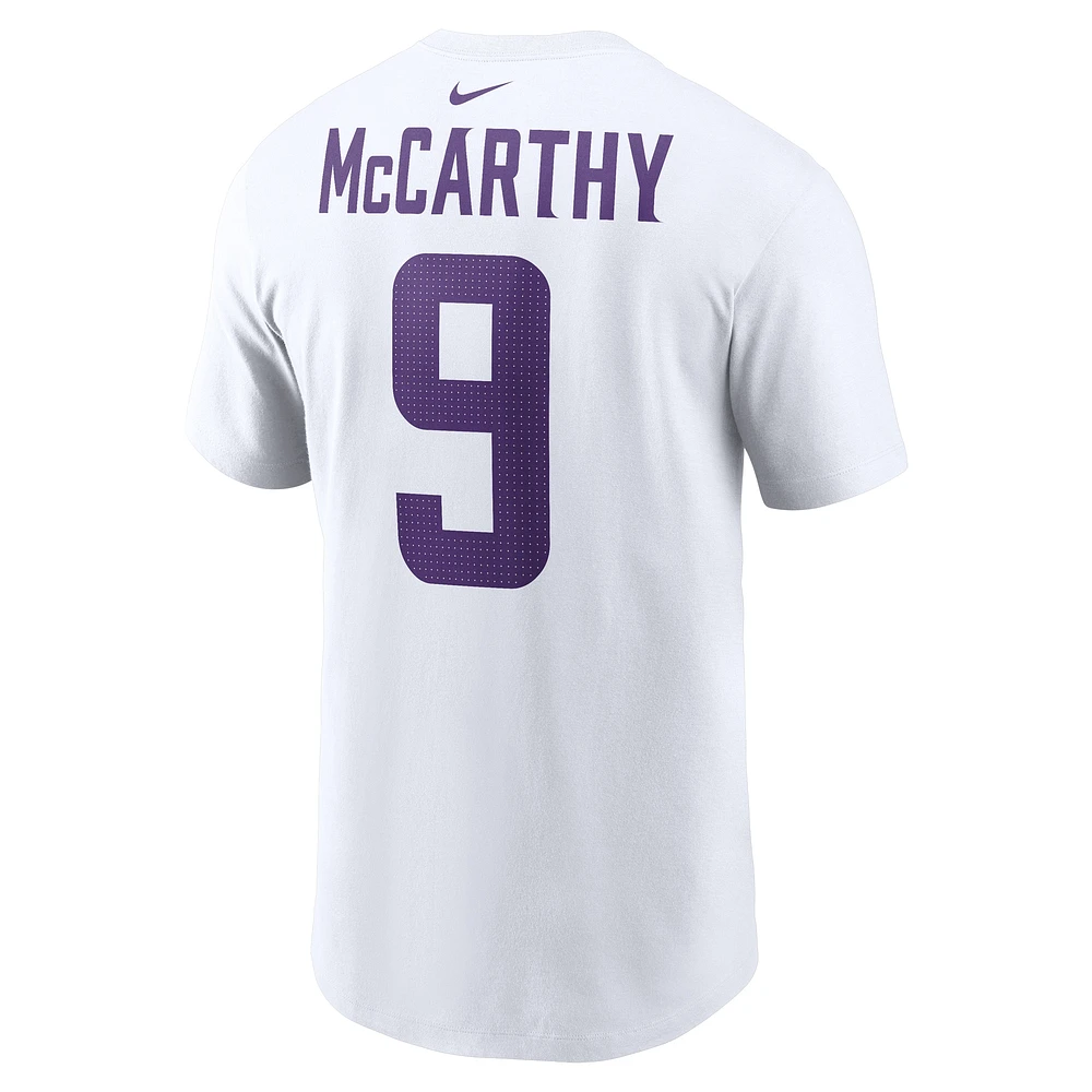 Men's Nike J.J. McCarthy White Minnesota Vikings  Player Name & Number T-Shirt