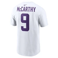 Men's Nike J.J. McCarthy White Minnesota Vikings  Player Name & Number T-Shirt